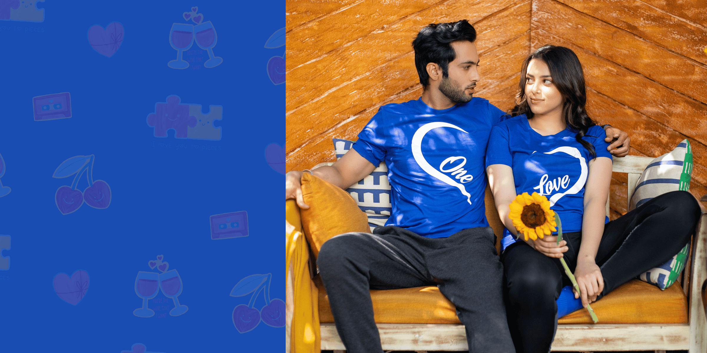 Couple T Shirt in Blue Color
