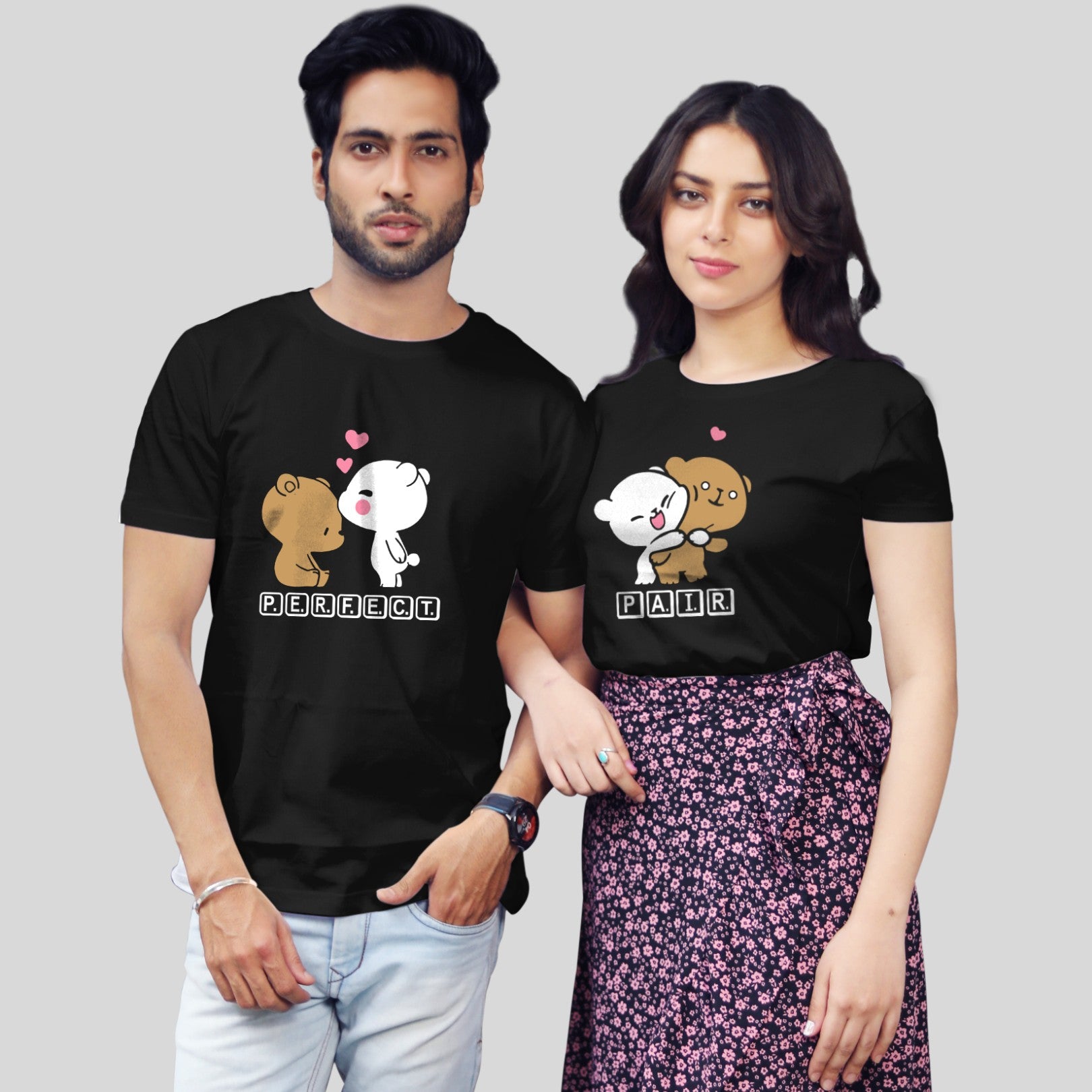 Couple T Shirt In Black Colour - Perfect Pair