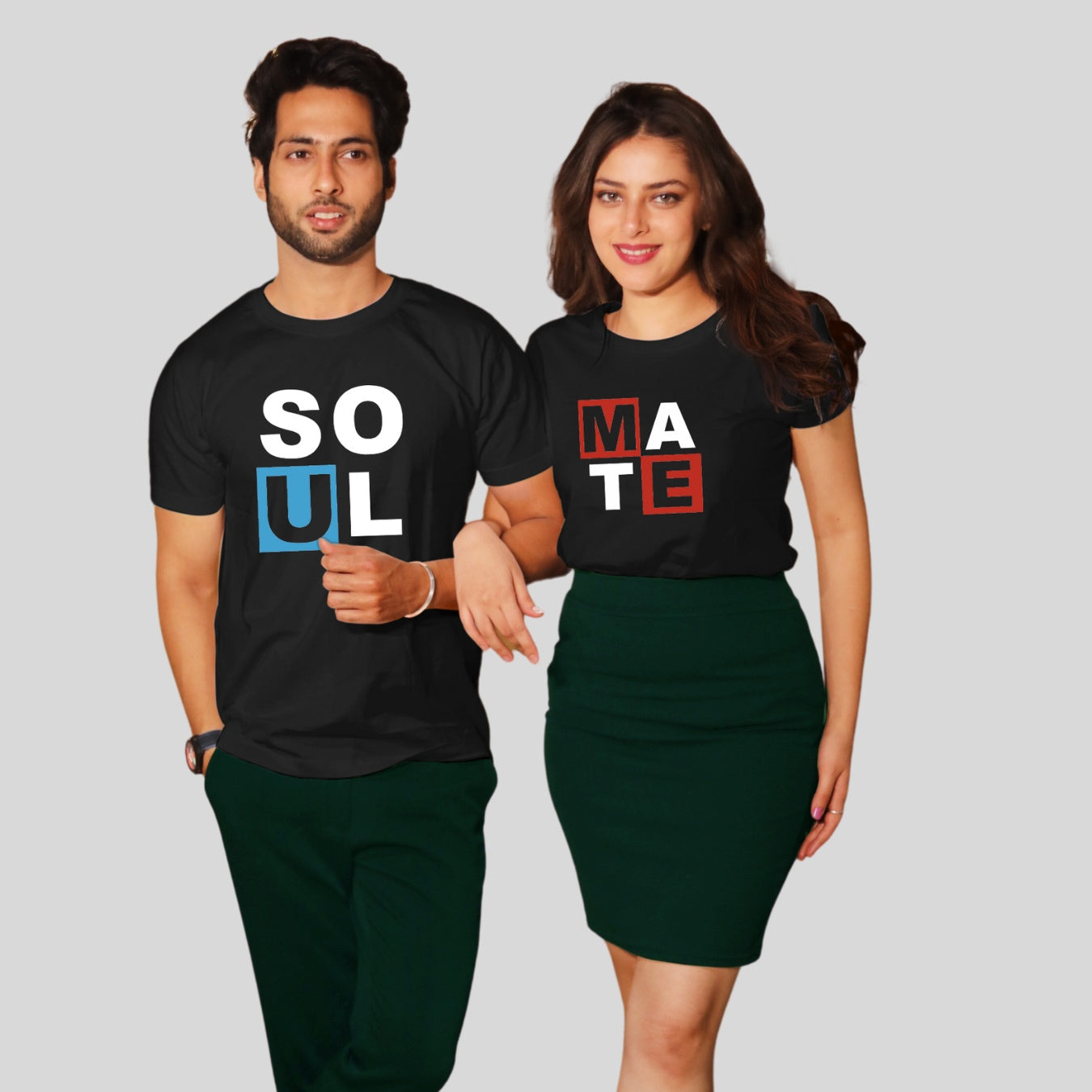 Couple T Shirt In Black Colour - Soul Mate Variant