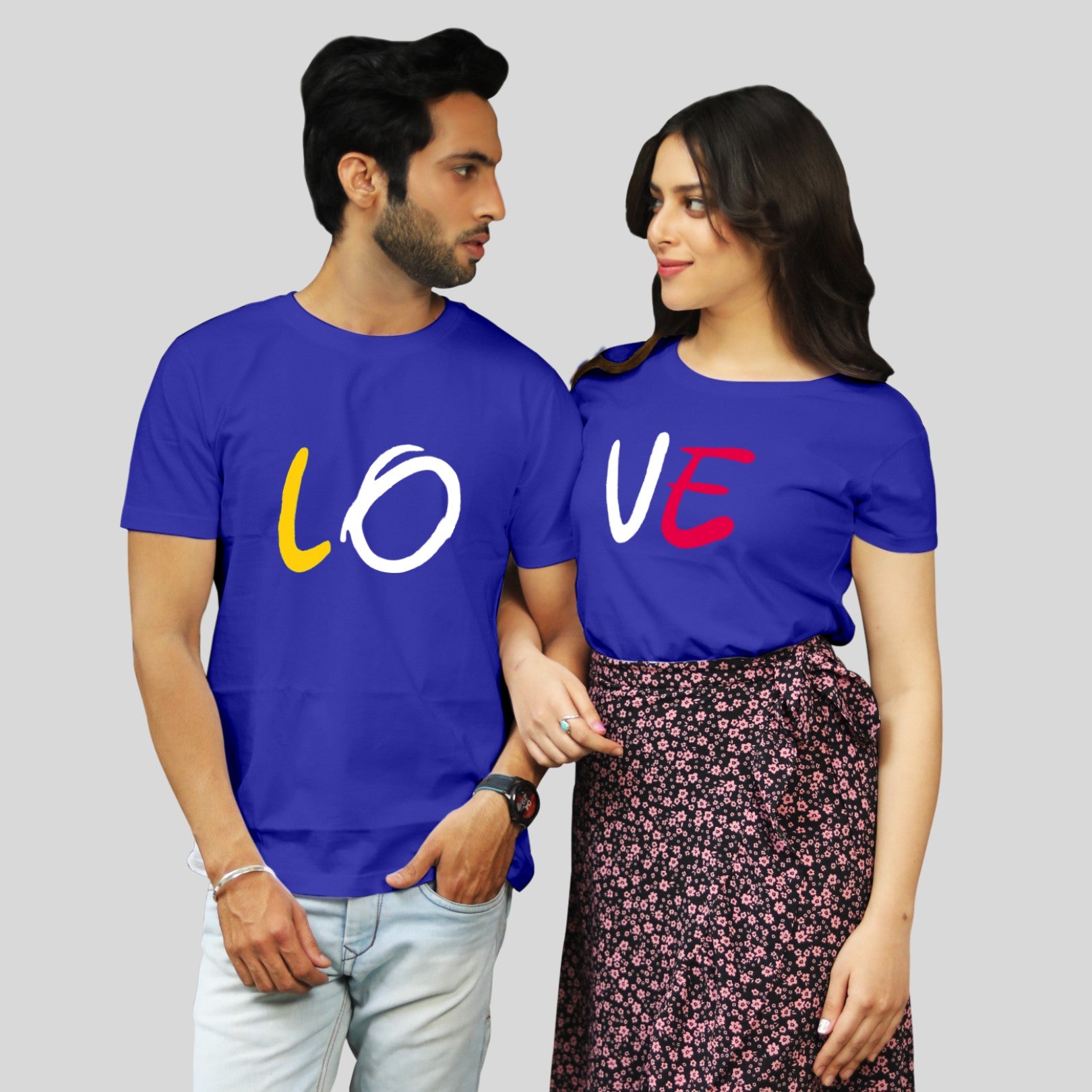 Couple T Shirt in Blue Colour - Love Variant