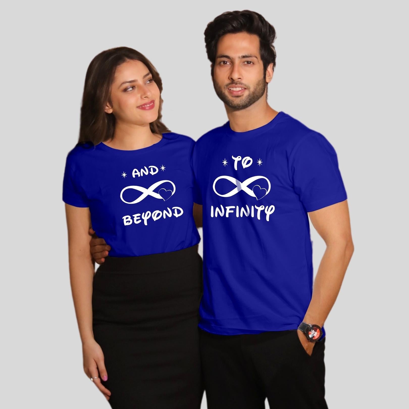 Couple T Shirt In Blue Colour - To Infinity And Beyond Variant