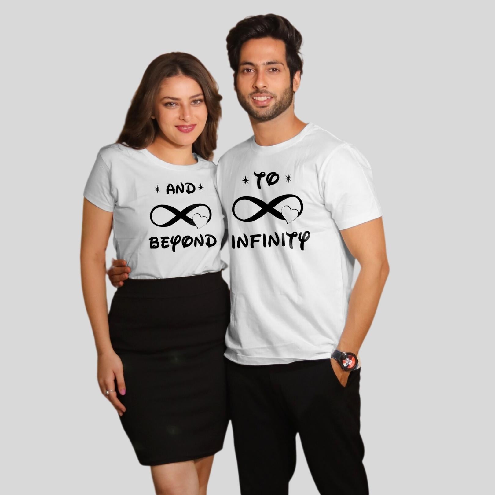 Couple T Shirt In White Colour - To Infinity And Beyond Variant