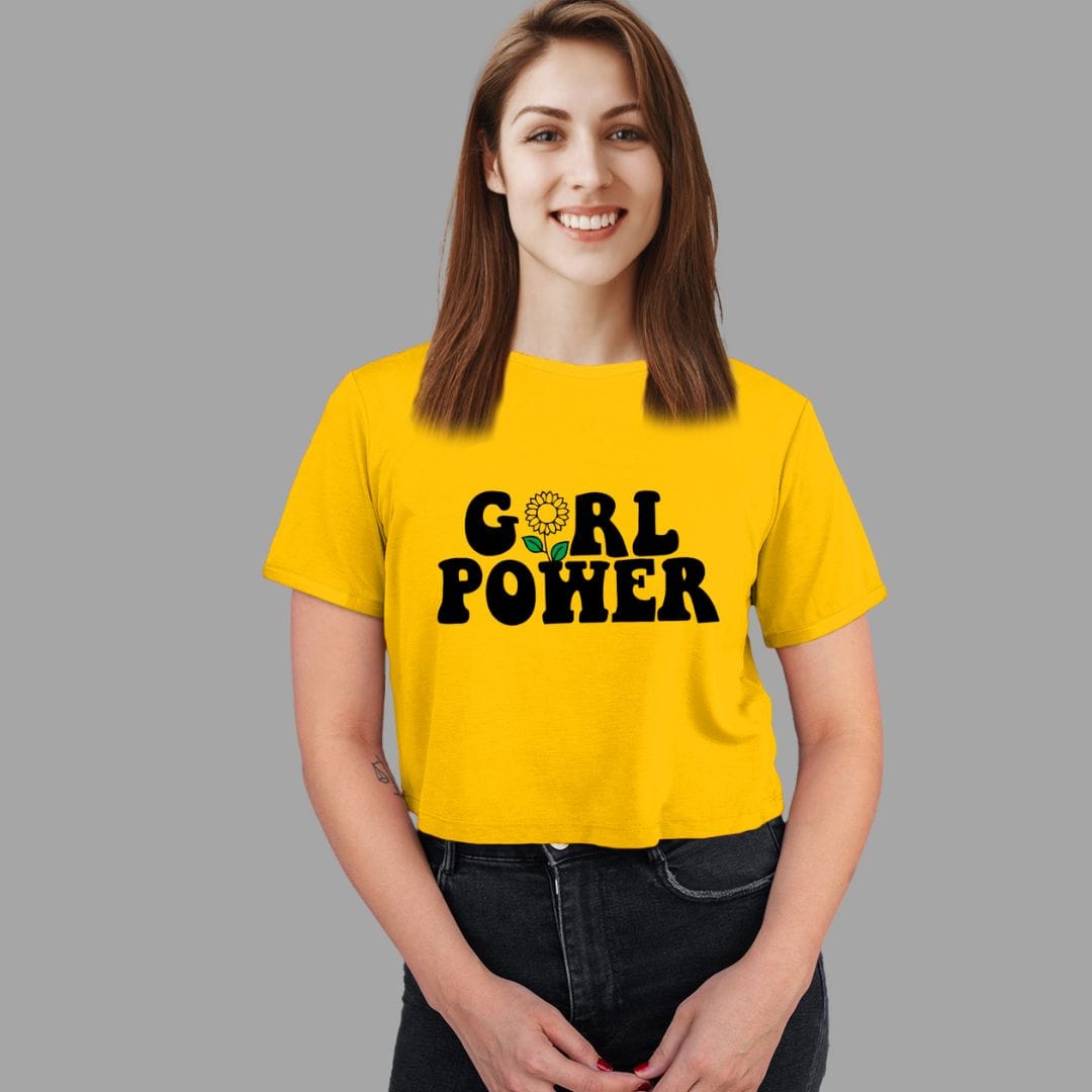 Crop Top For Women In Yellow Colour - Girl Power