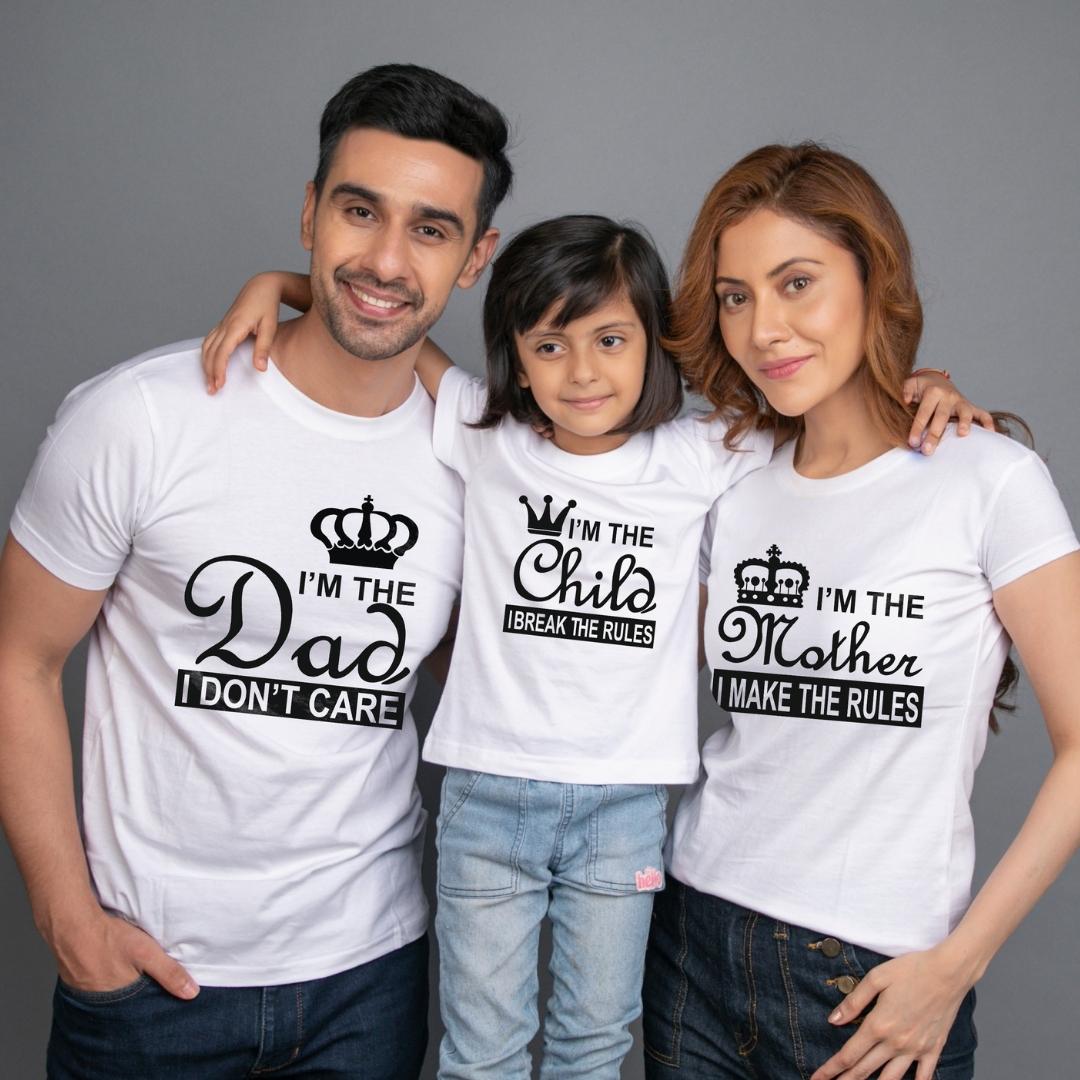 family-t-shirt-set-of-3-white-mom-dad-daughter-i-make-break-the-rules