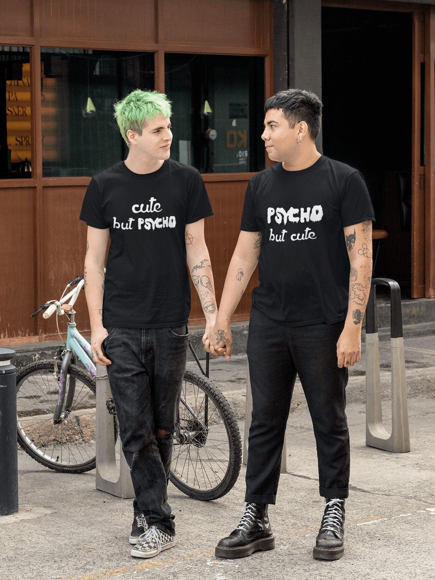 Pride T Shirt For Gay In Black Colour - Psycho But Cute and Cute But Psycho Variant