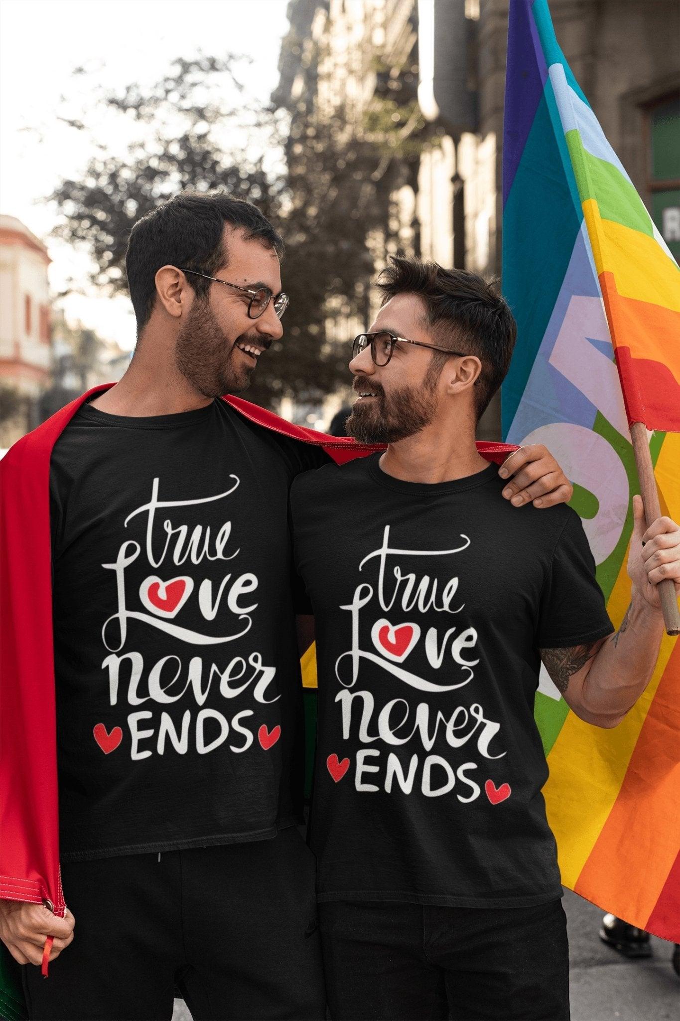 Pride T Shirt For Gay In Black Colour - True Love Never Ends