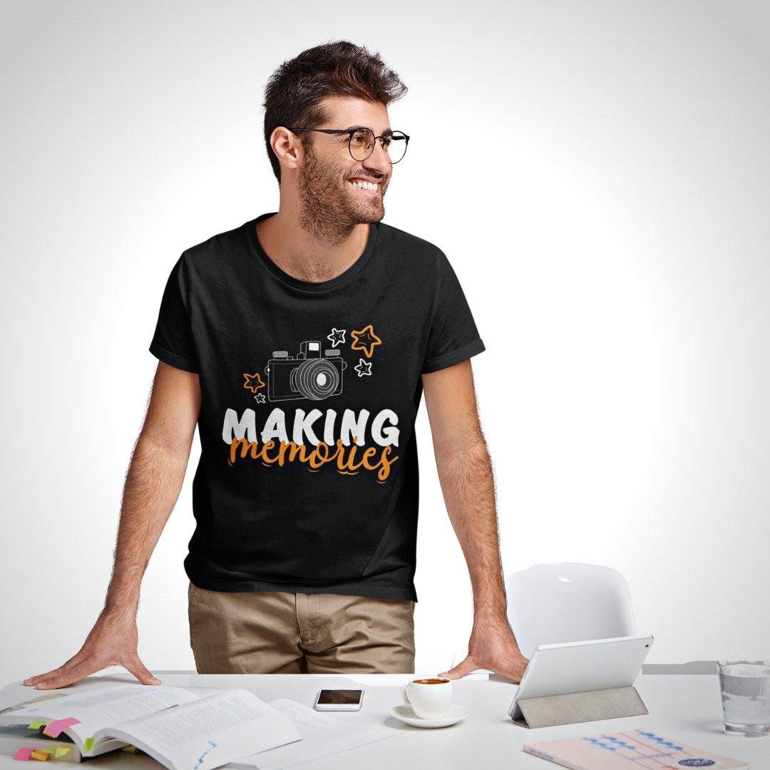 Printed Graphic T Shirt For Men In Black Colour - Making Memories Variant