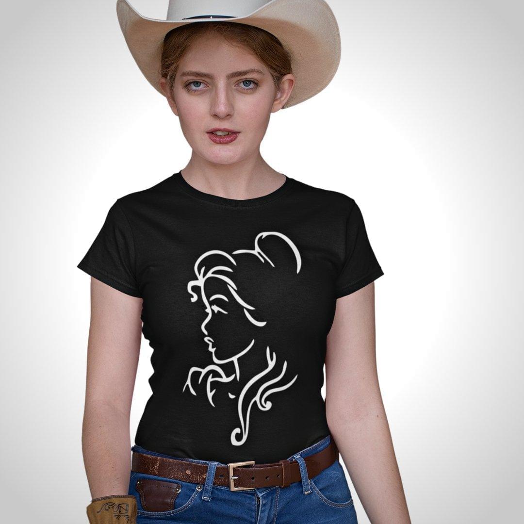 Printed Graphic T Shirt For Women In Black Colour - Beauty Ring Variant