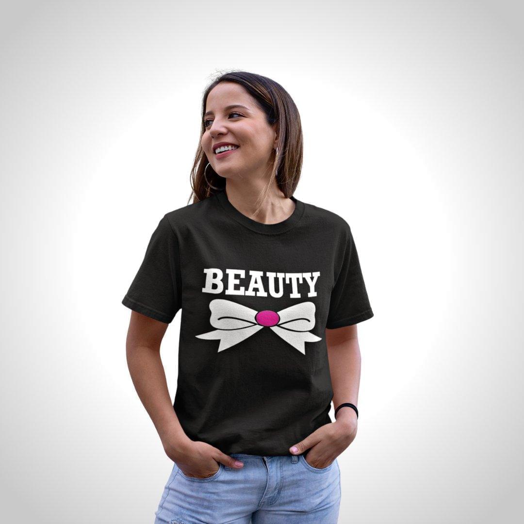 Printed Graphic T Shirt For Women In Black Colour - Beauty Variant