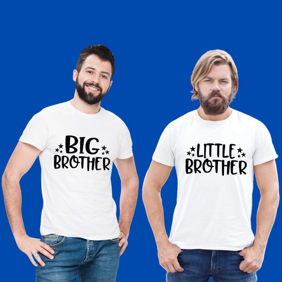 Sibling T Shirt for Adult Brothers in White Colour - Big Brother Little Brother Variant