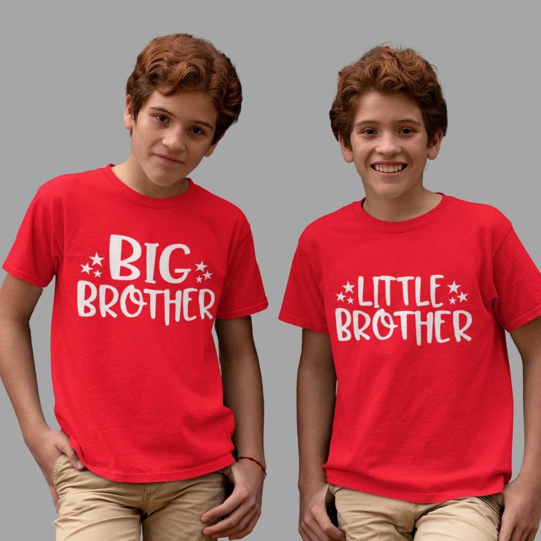 Sibling T Shirt for Kids Brothers in Red Colour - Big Brother Little Brother Variant