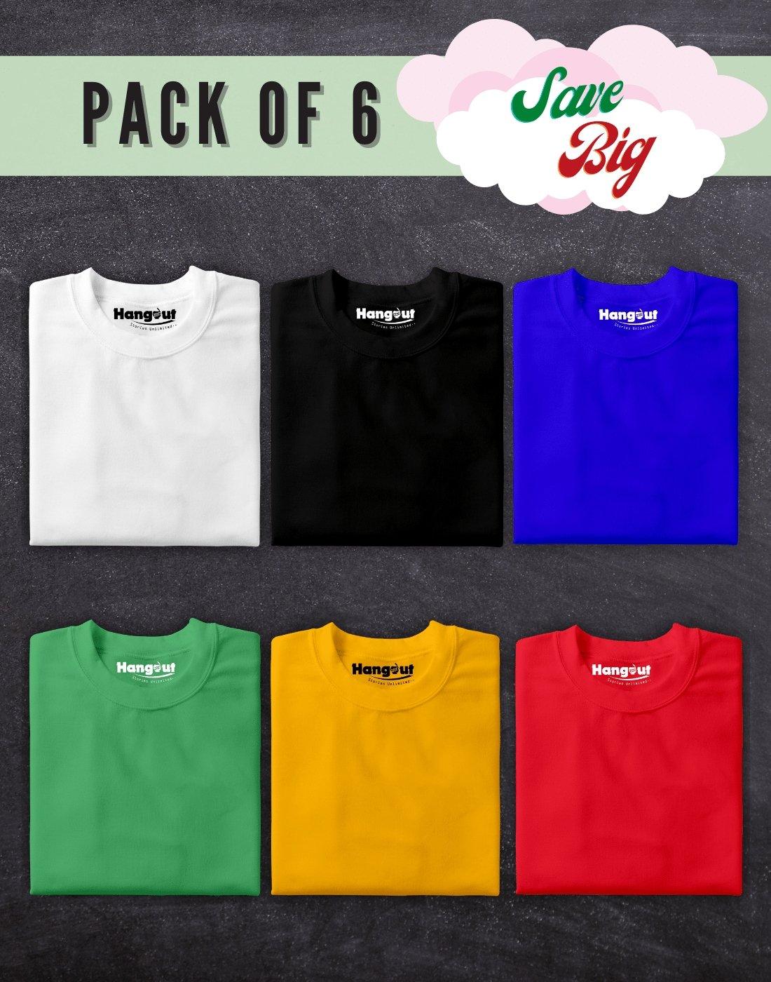 Solid Plain T Shirt Combo Set Of 6 For Men