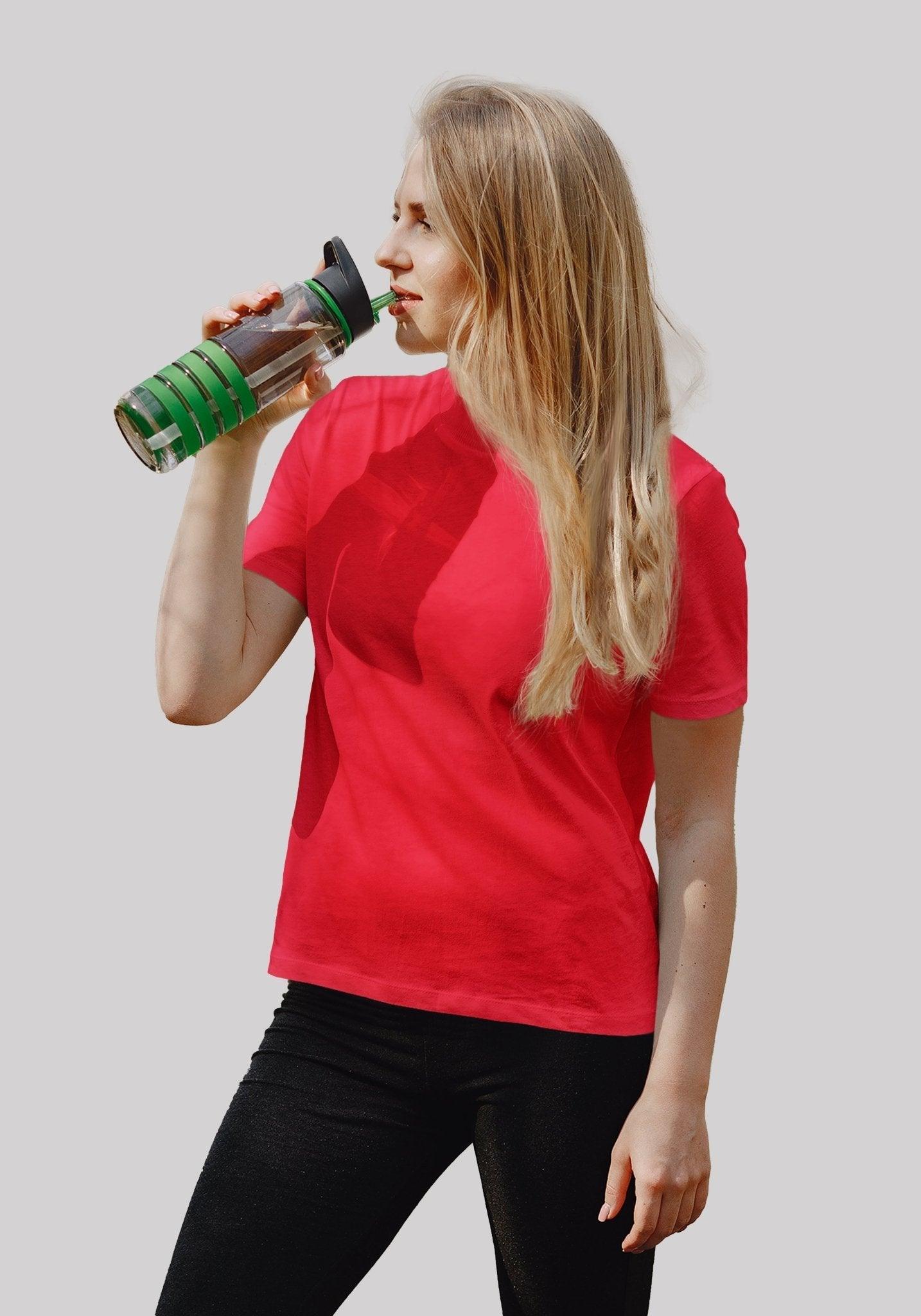 Solid Plain T Shirt For Women In Crimson Red Colour Variant