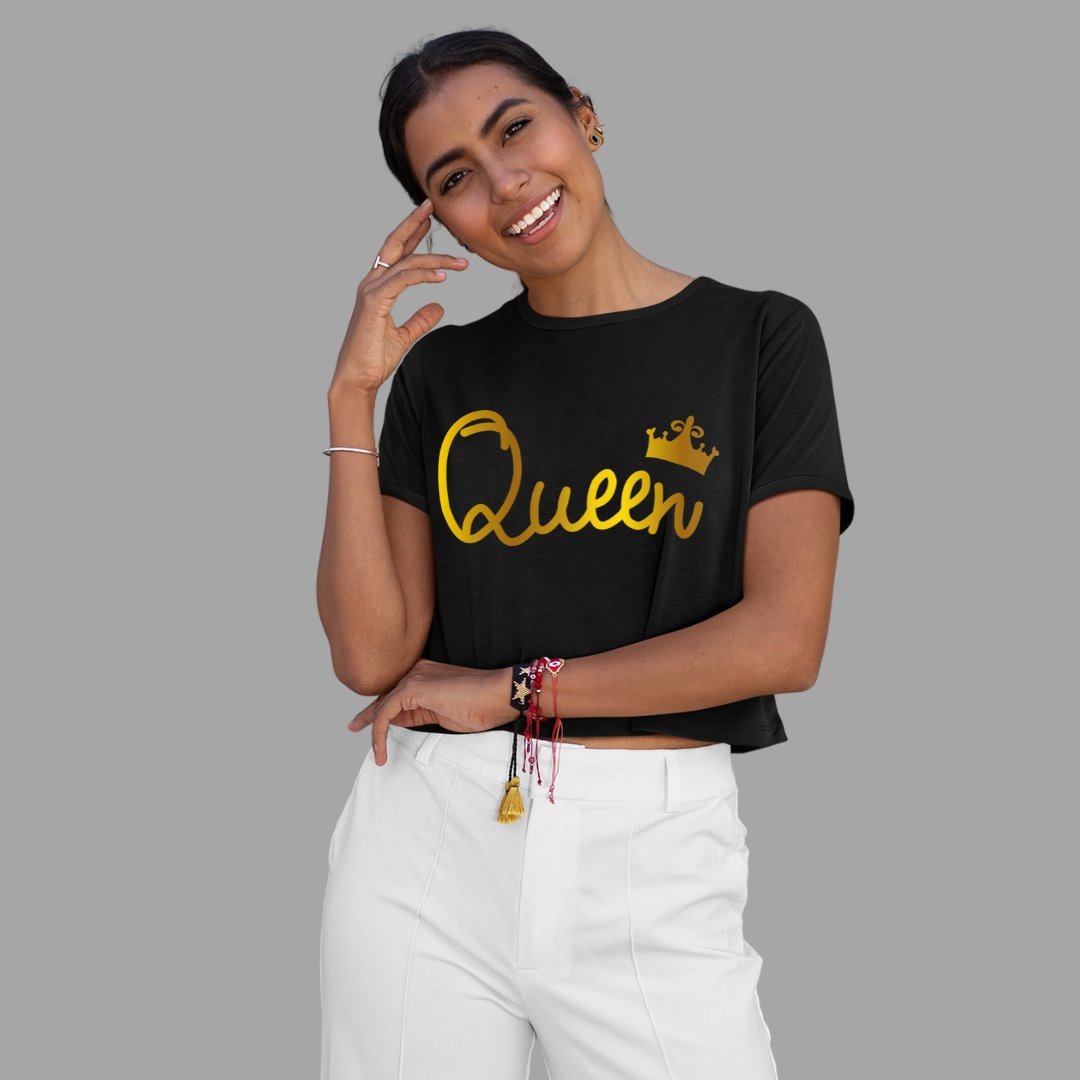 Crop Top For Women In Black Colour - Queen All Gold