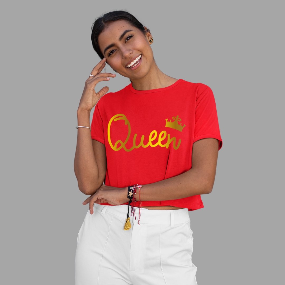 Crop Top For Women In Red Colour - Queen All Gold