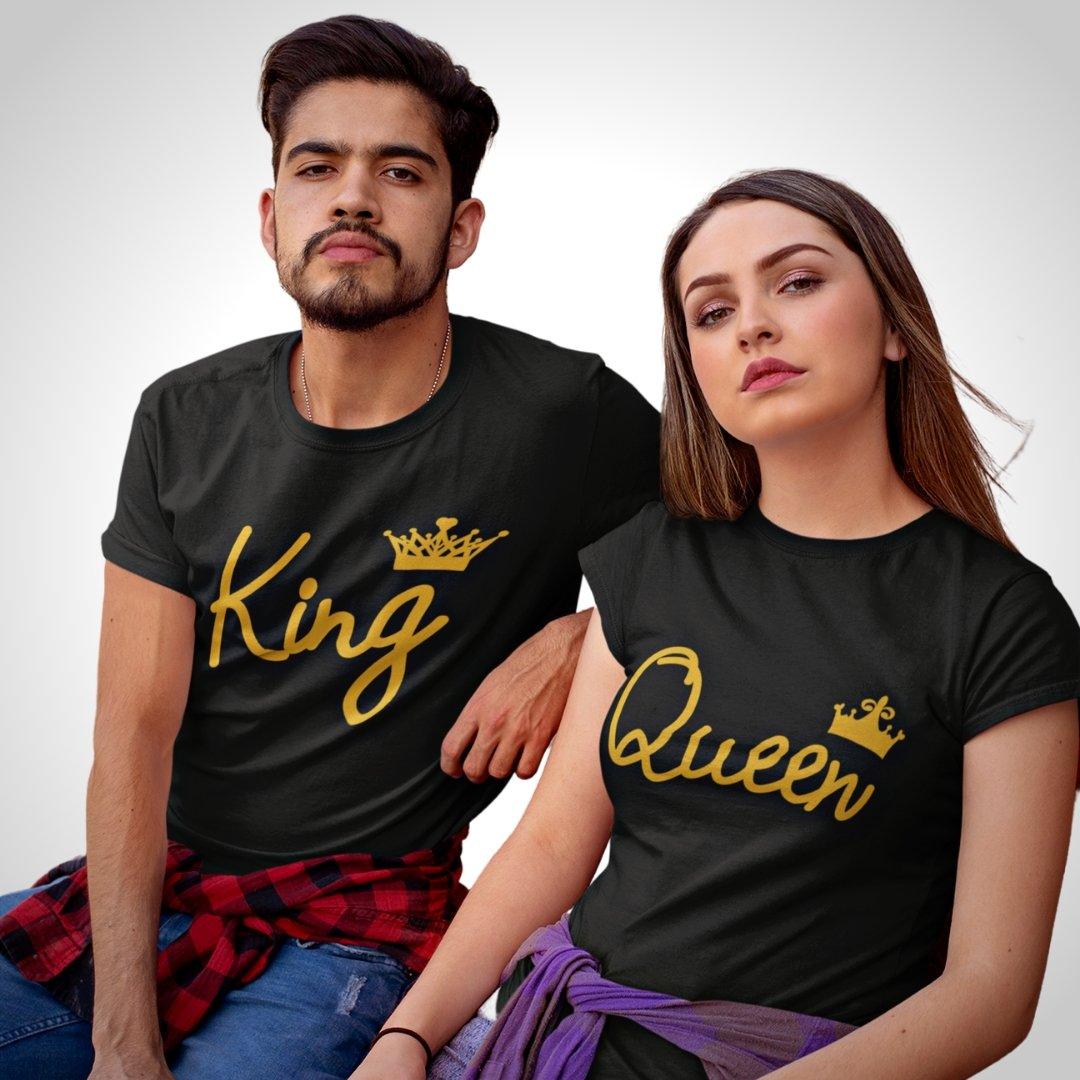 Shop Couple T-Shirt King Queen Gold | Couple T Shirts | Hangout Hub