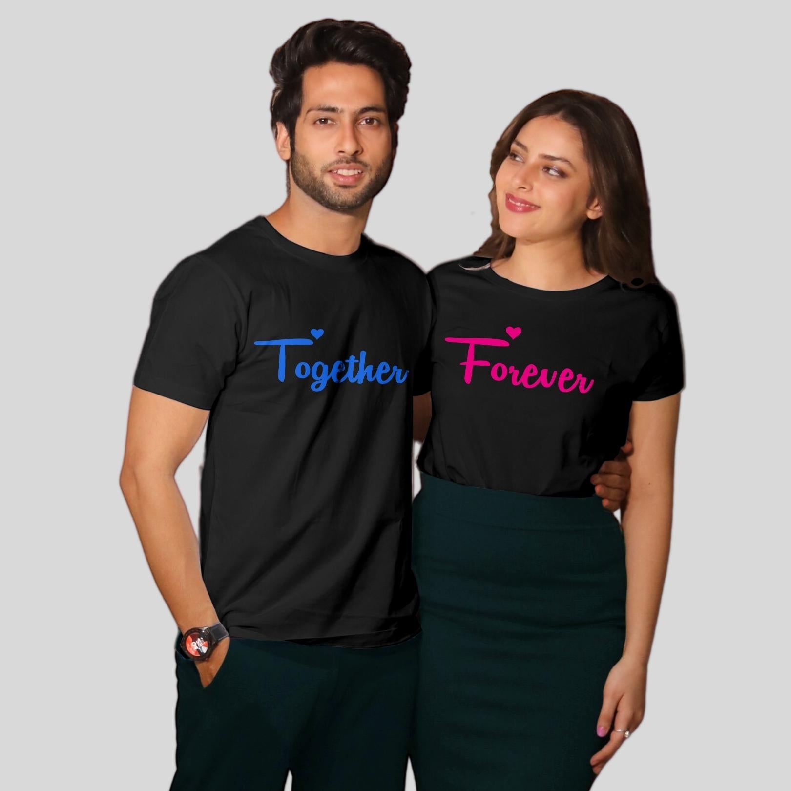 Couple T Shirt In Black Colour - Together Forever Variant 