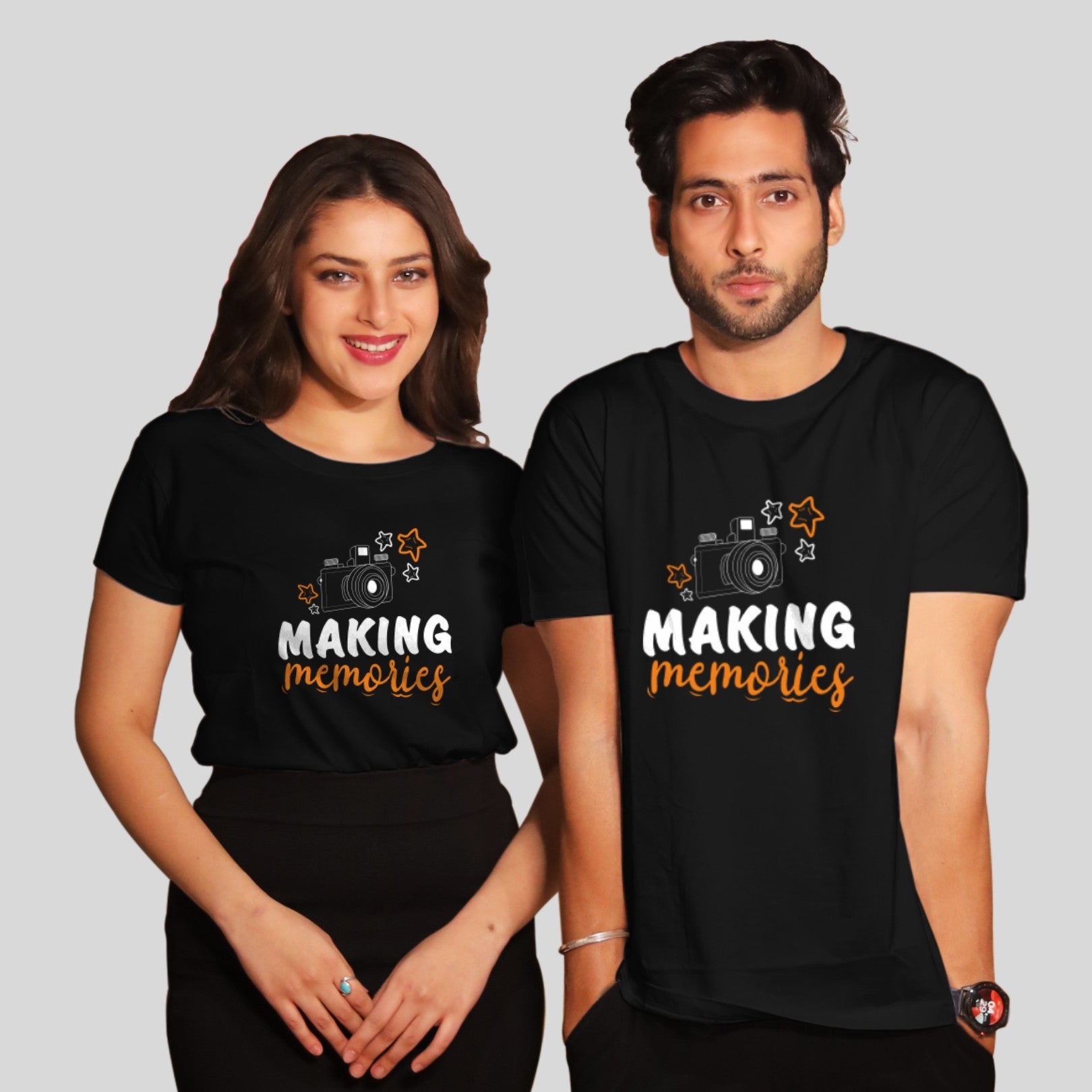 Couple T Shirt In Black Colour - Making Memories Variant