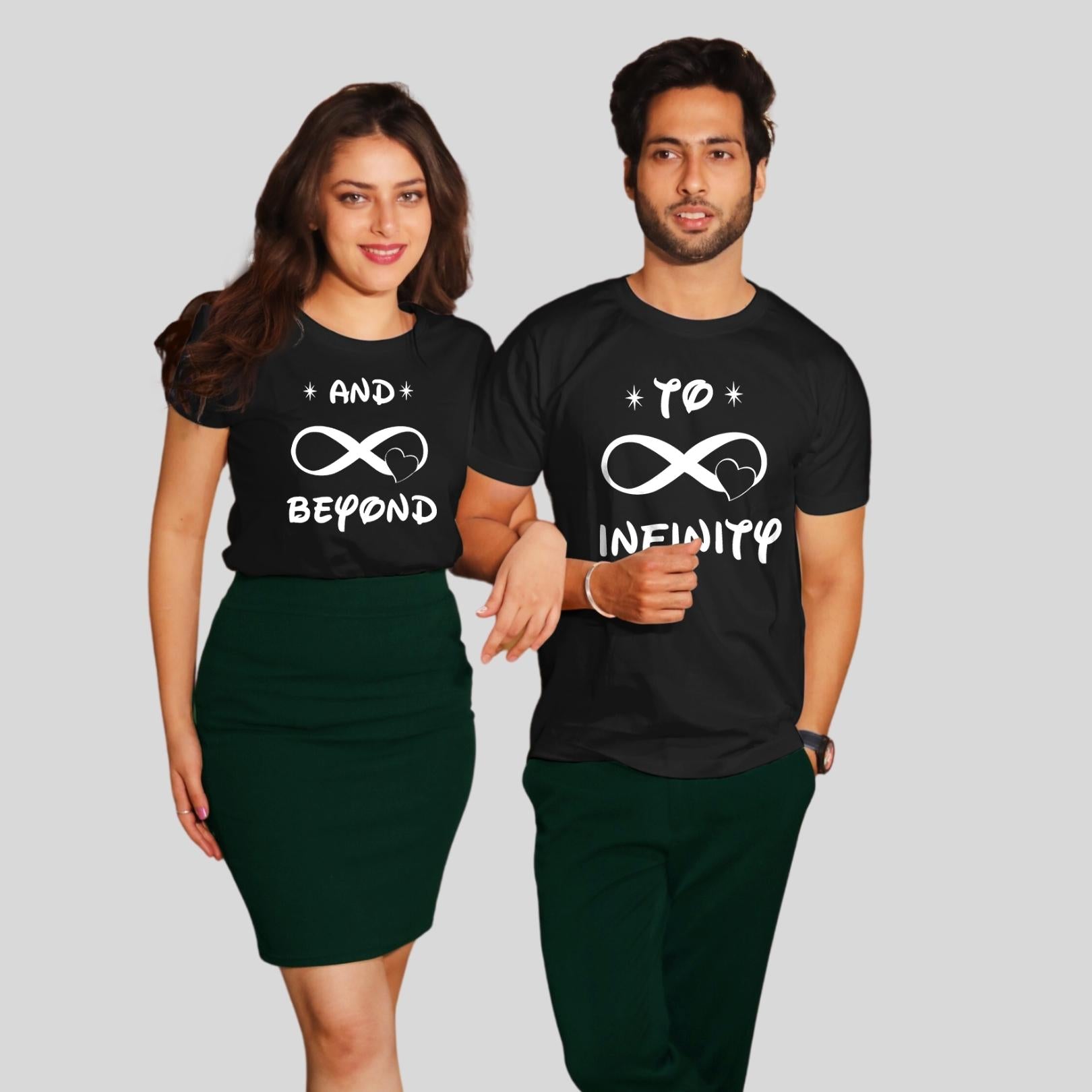 Couple T Shirt In Black Colour - To Infinity And Beyond Variant
