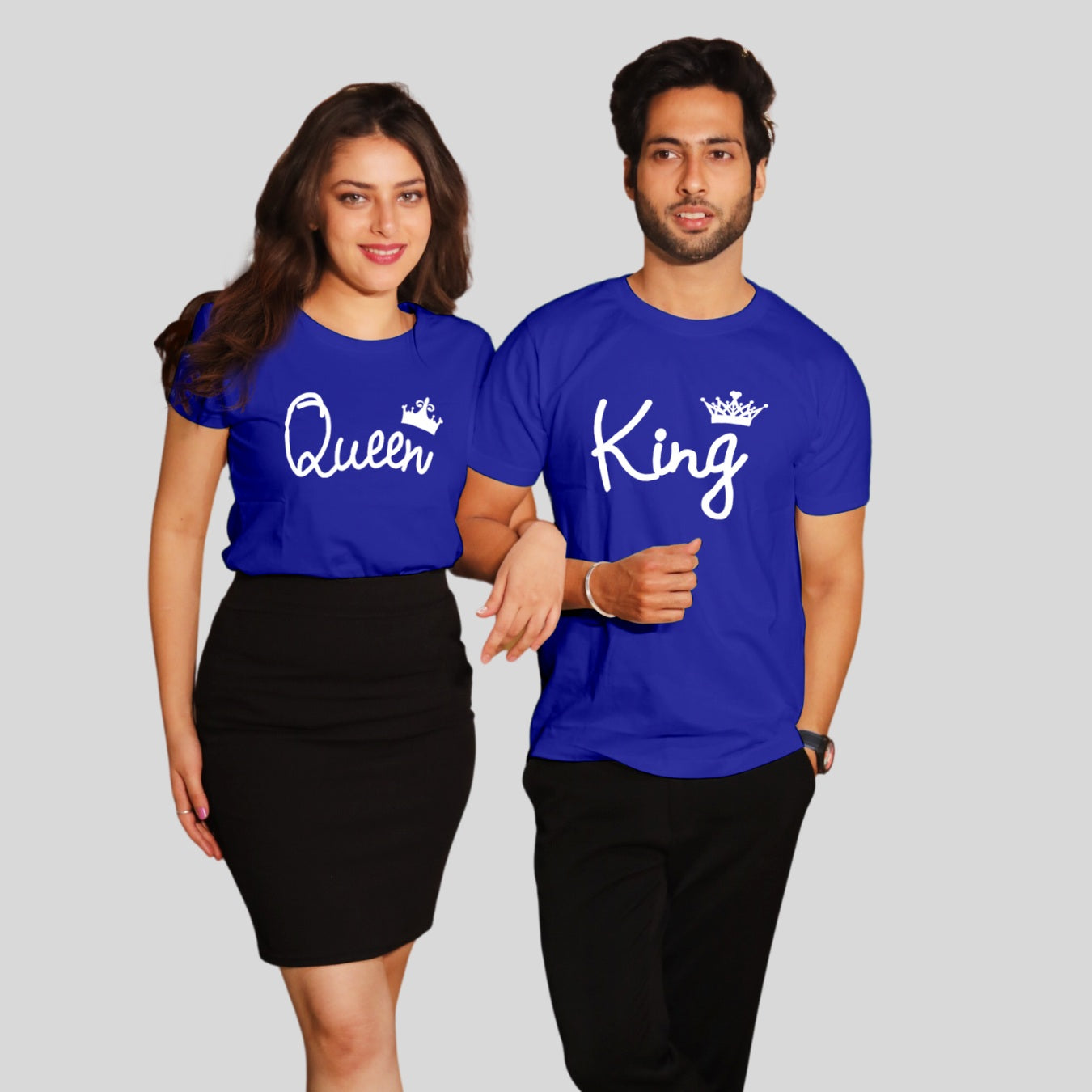 Couple T Shirt in Blue Colour - King Queen Variant