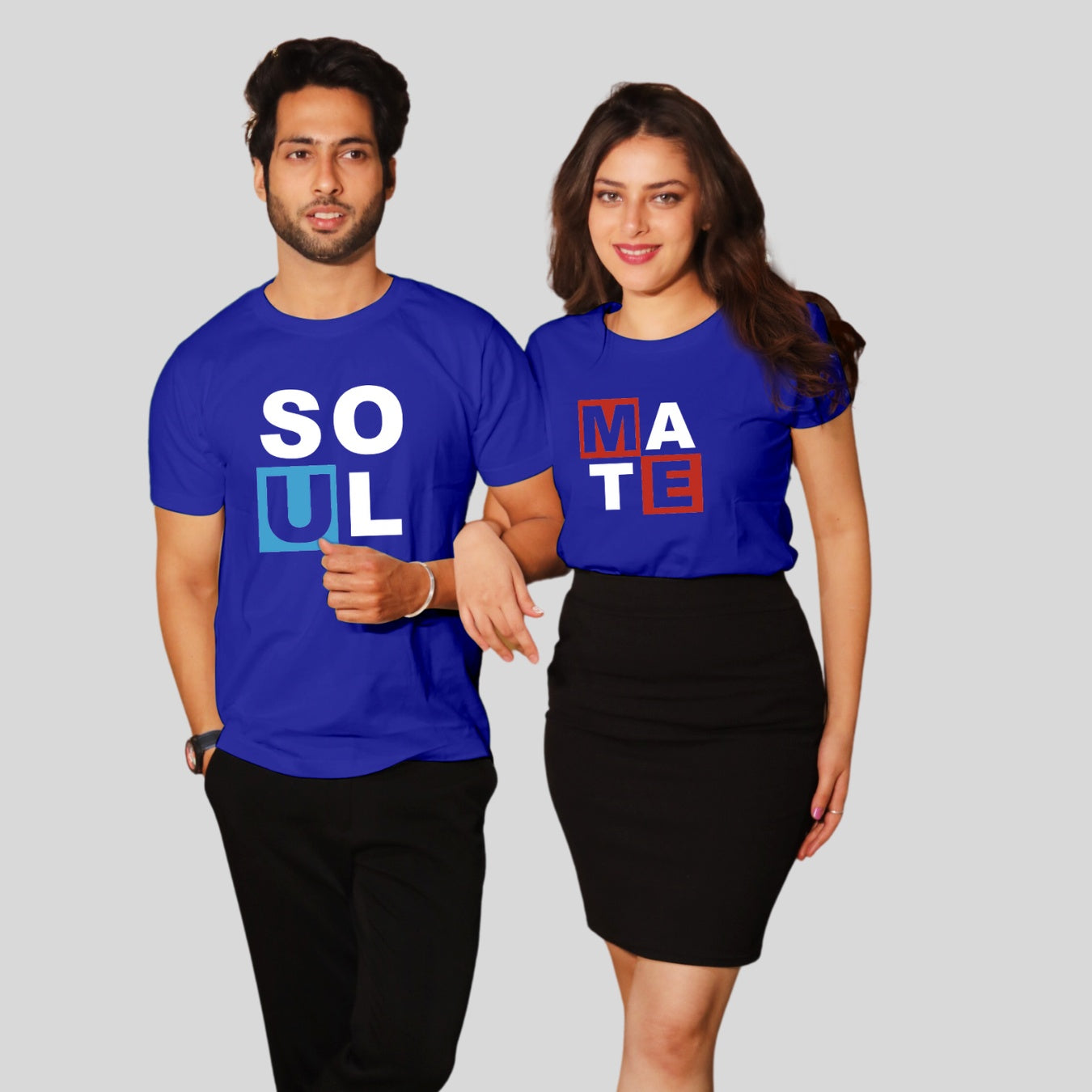 Couple T Shirt In Blue Colour - Soul Mate Variant