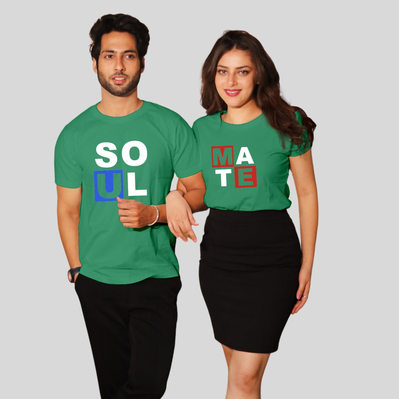 Couple T Shirt In Green Colour - Soul Mate Variant