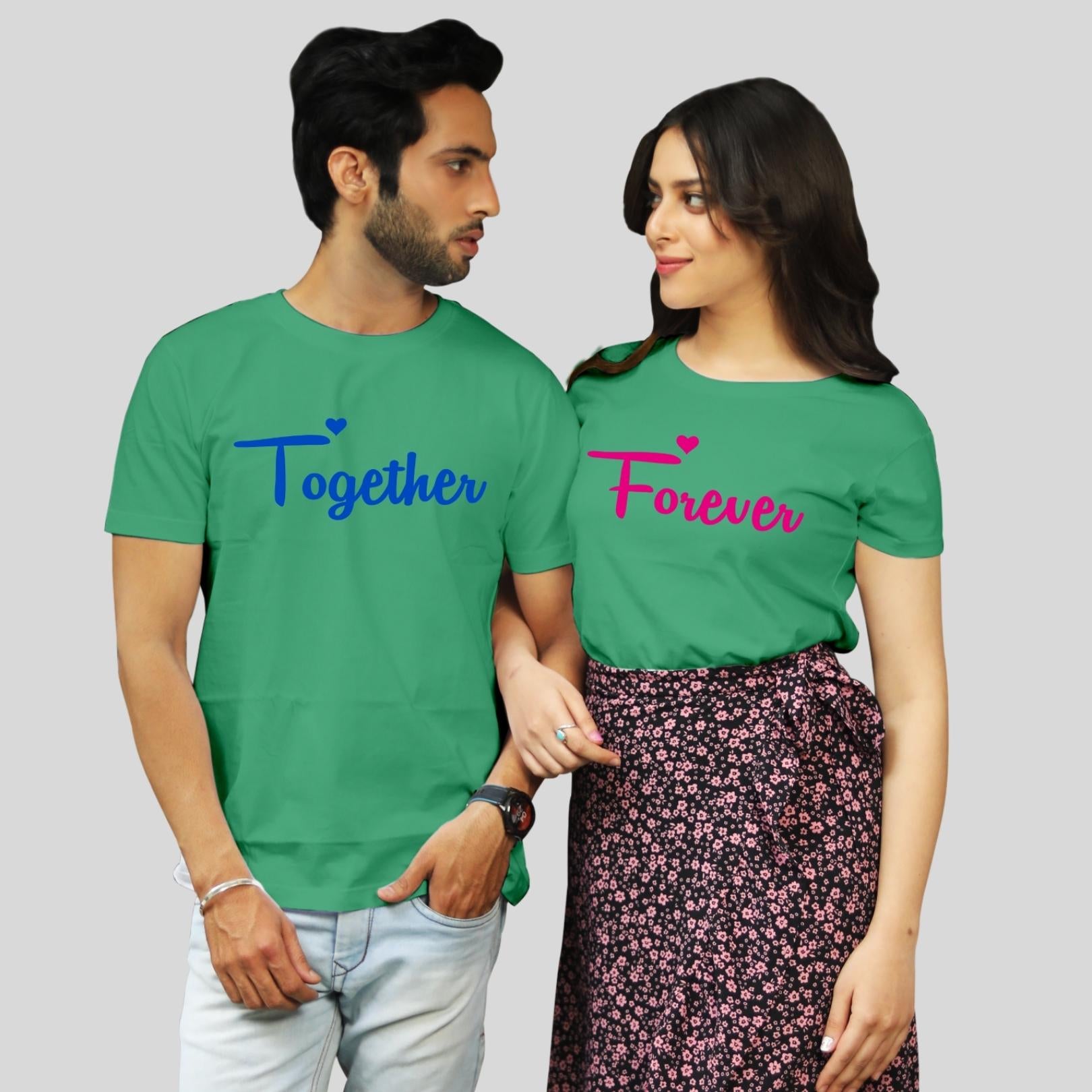 Couple T Shirt In Green Colour - Together Forever Variant 