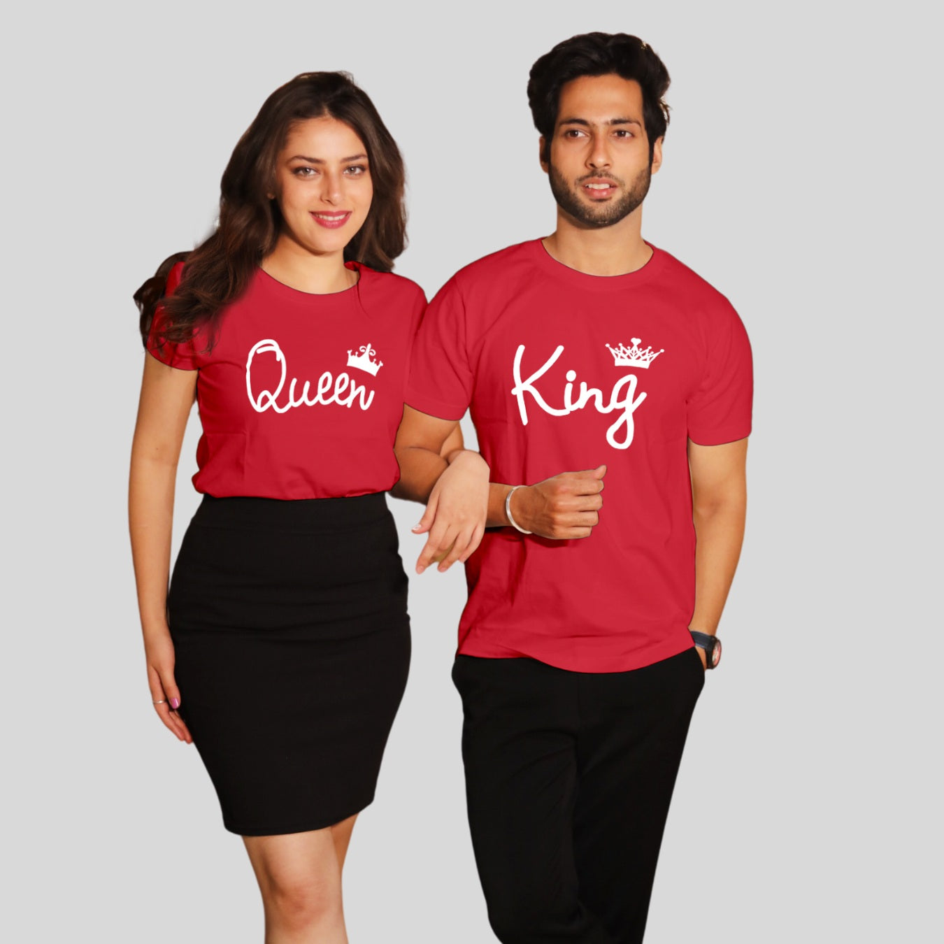 Couple T Shirt in Red Colour - King Queen Variant