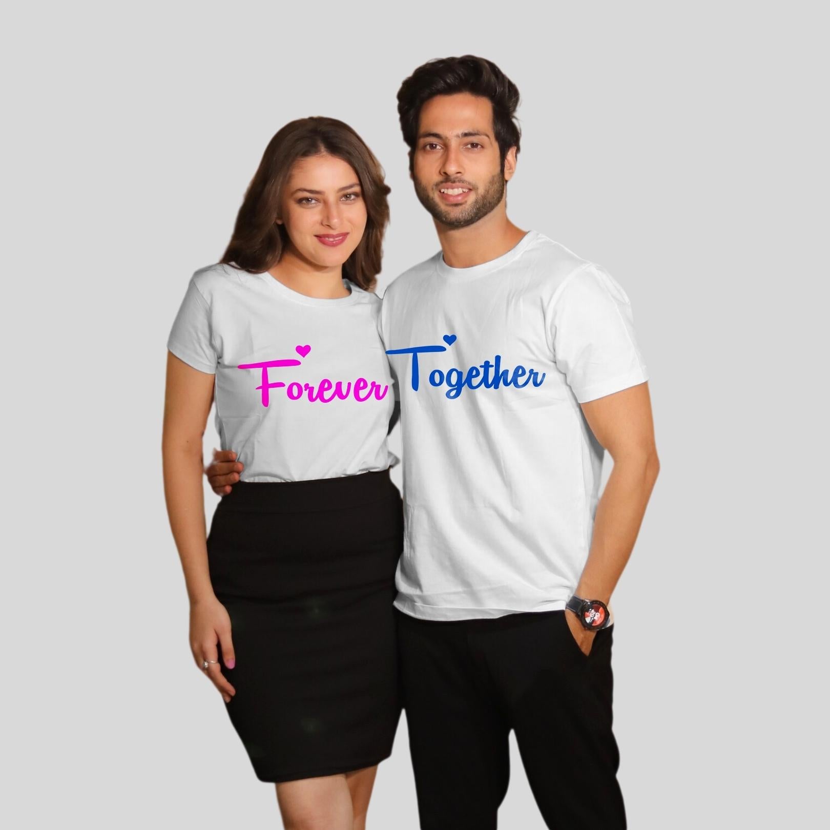 Couple T Shirt In White Colour - Together Forever Variant 
