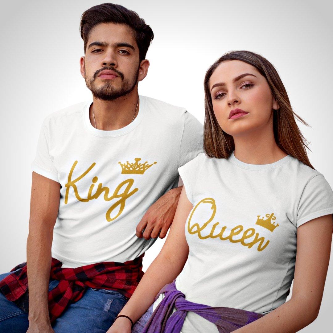 Couple T-Shirt King Queen All Gold