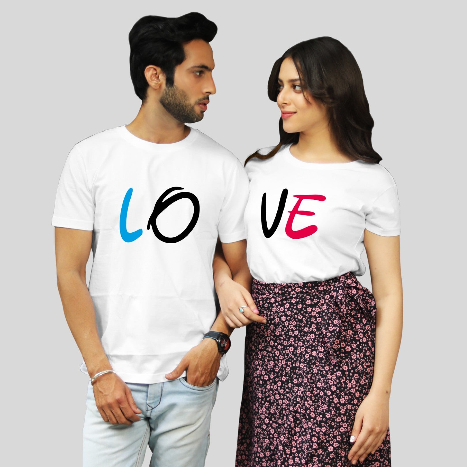 Couple T Shirt in White Colour - Love Variant