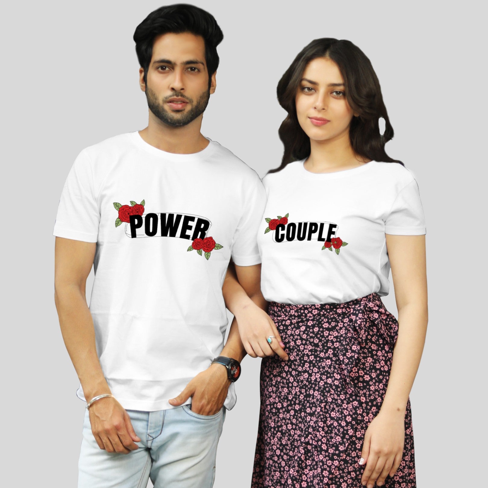 Couple T Shirt In White Colour - Power Couple