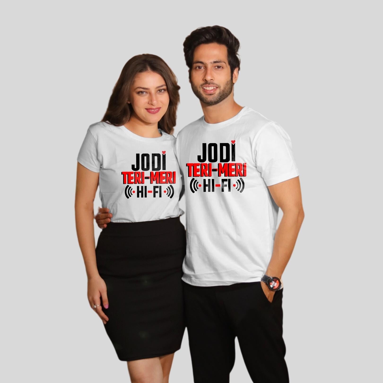 Couple T Shirt In White Colour - Teri Meri Jodi Hifi Variant