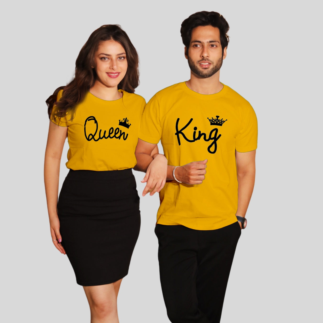 Couple T Shirt in Yellow Colour - King Queen Variant