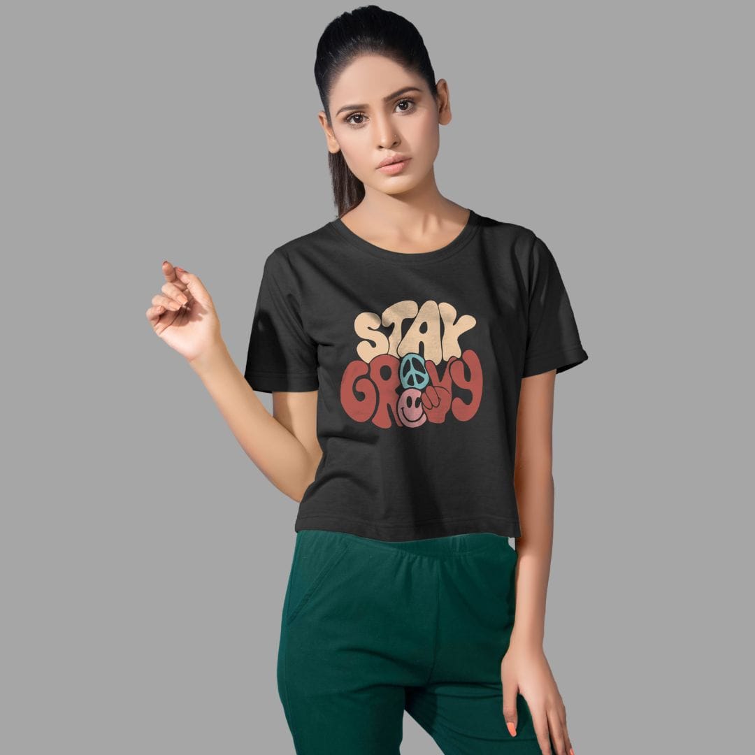 Crop Top For women In Black colour - Stay Groovey