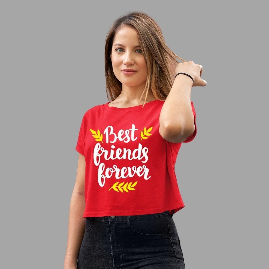 Cropt Top For Women In Red Colour - Best Friends Forever