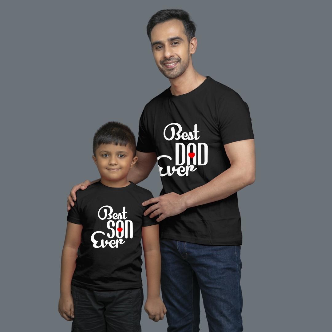Family of 2 t shirt for Dad Son in Black Colour- Best Dad Son Ever Variant