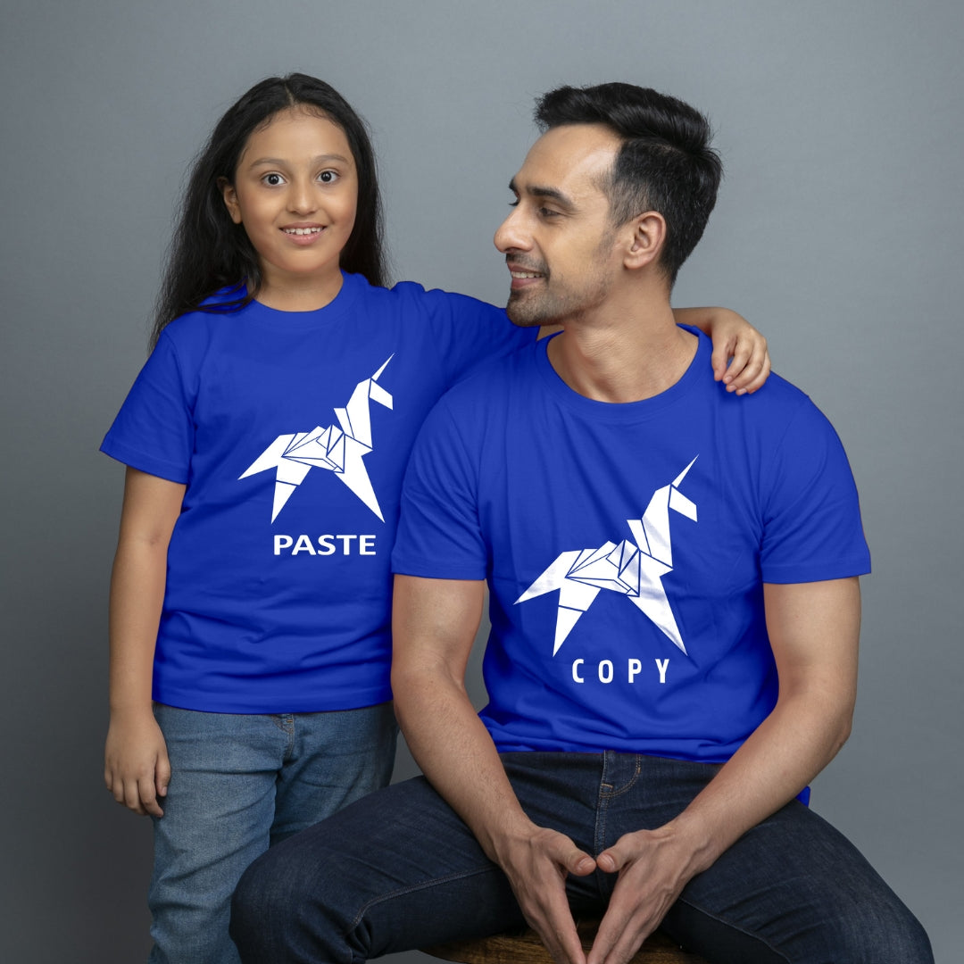 Family of 2 t shirt for Dad Daughter in Blue Colour- Copy Paste Variant