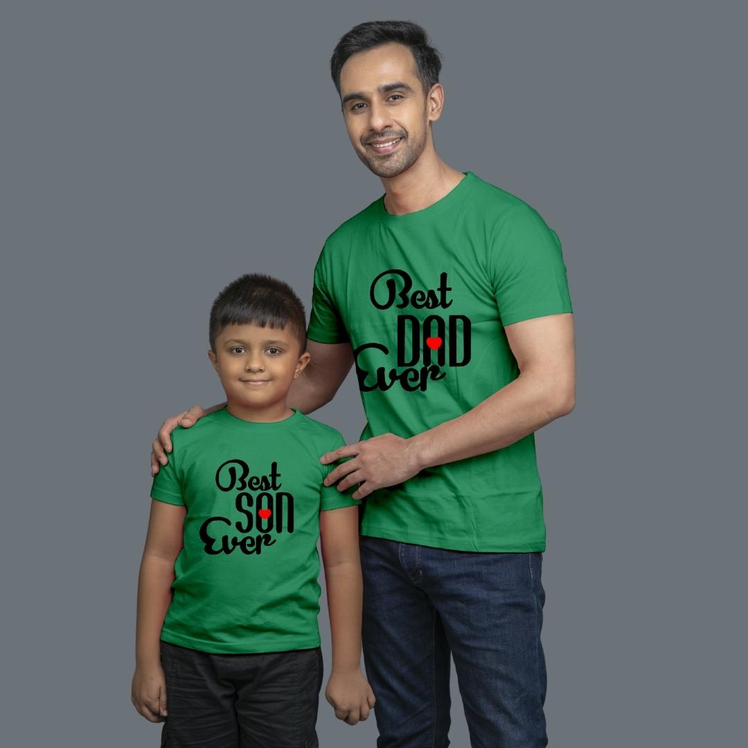 Family of 2 t shirt for Dad Son in Green Colour- Best Dad Son Ever Variant