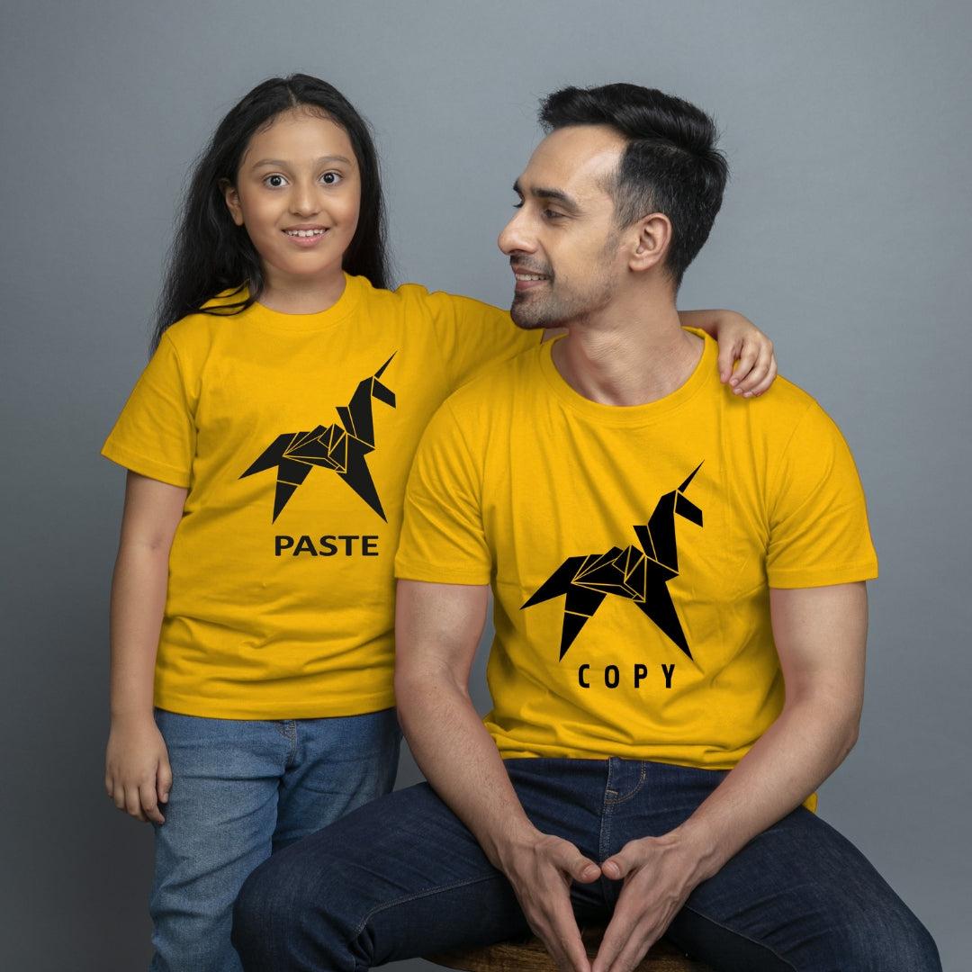 Family of 2 t shirt for Dad Daughter in Yellow Colour- Copy Paste Variant