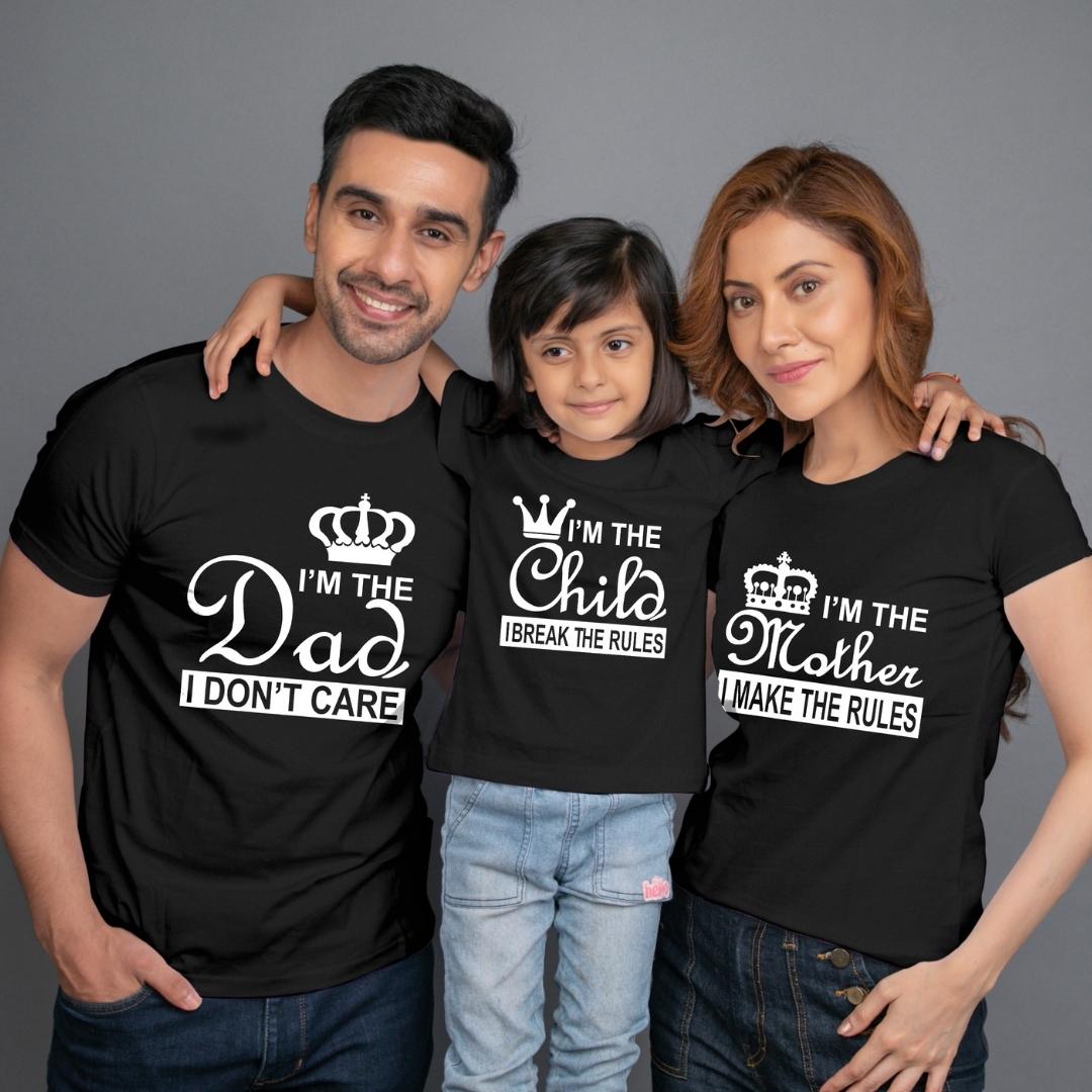family-t-shirt-set-of-3-black-mom-dad-daughter-i-make-break-the-rules