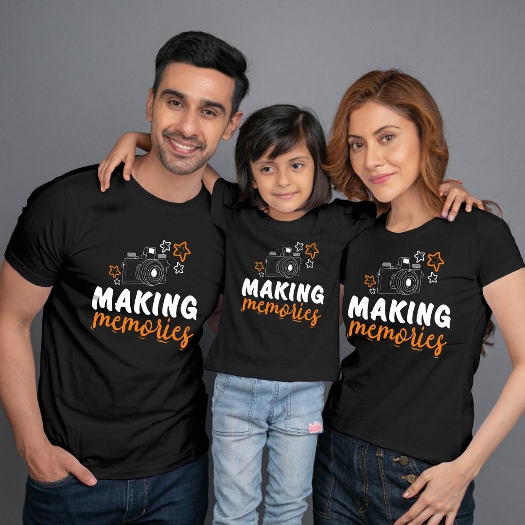 Family t shirt set of 3 Mom Dad Daughter in Black Colour - Making Momories