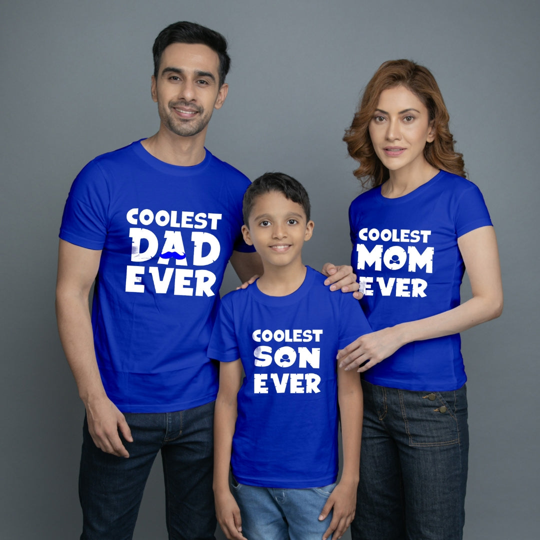 Family t shirt set of 3 Mom Dad Son in BlueColour - Coolest Family Ever Variant
