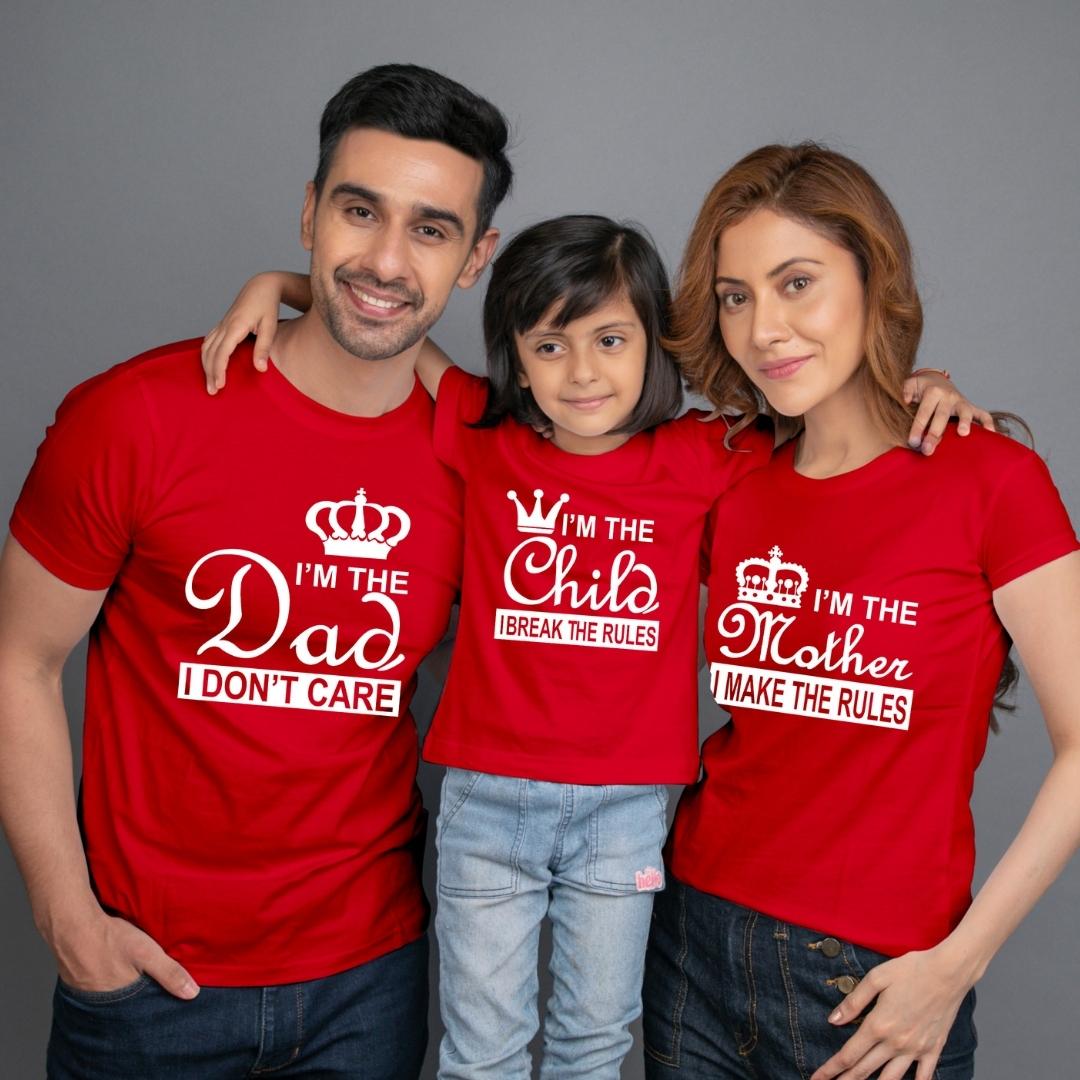 family-t-shirt-set-of-3-red-mom-dad-daughter-i-make-break-the-rules