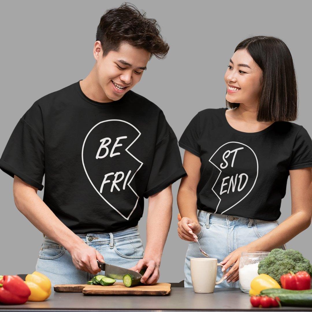 Friends T Shirt In Black Colour - Best Friends Heart Variant