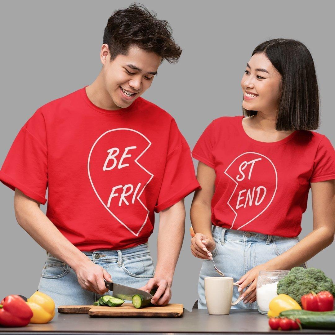 Friends T Shirt In Red Colour - Best Friends Heart Variant