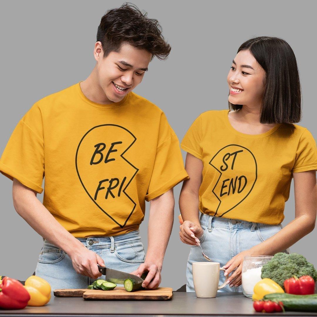 Friends T Shirt In Yellow Colour - Best Friends Heart Variant