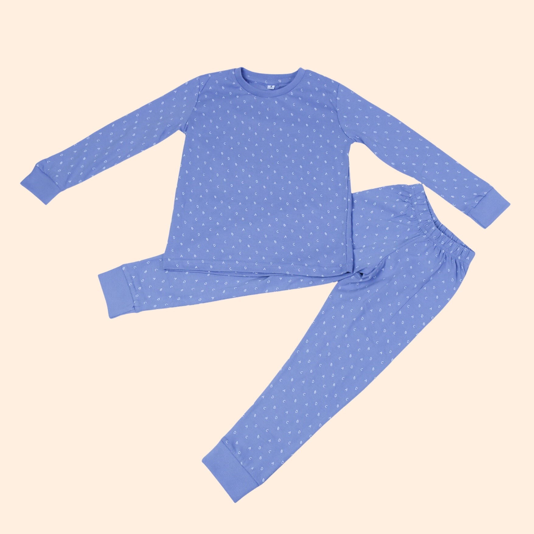 Full Sleeve Night Suit For Kids In Purple Colour  - Alphabet