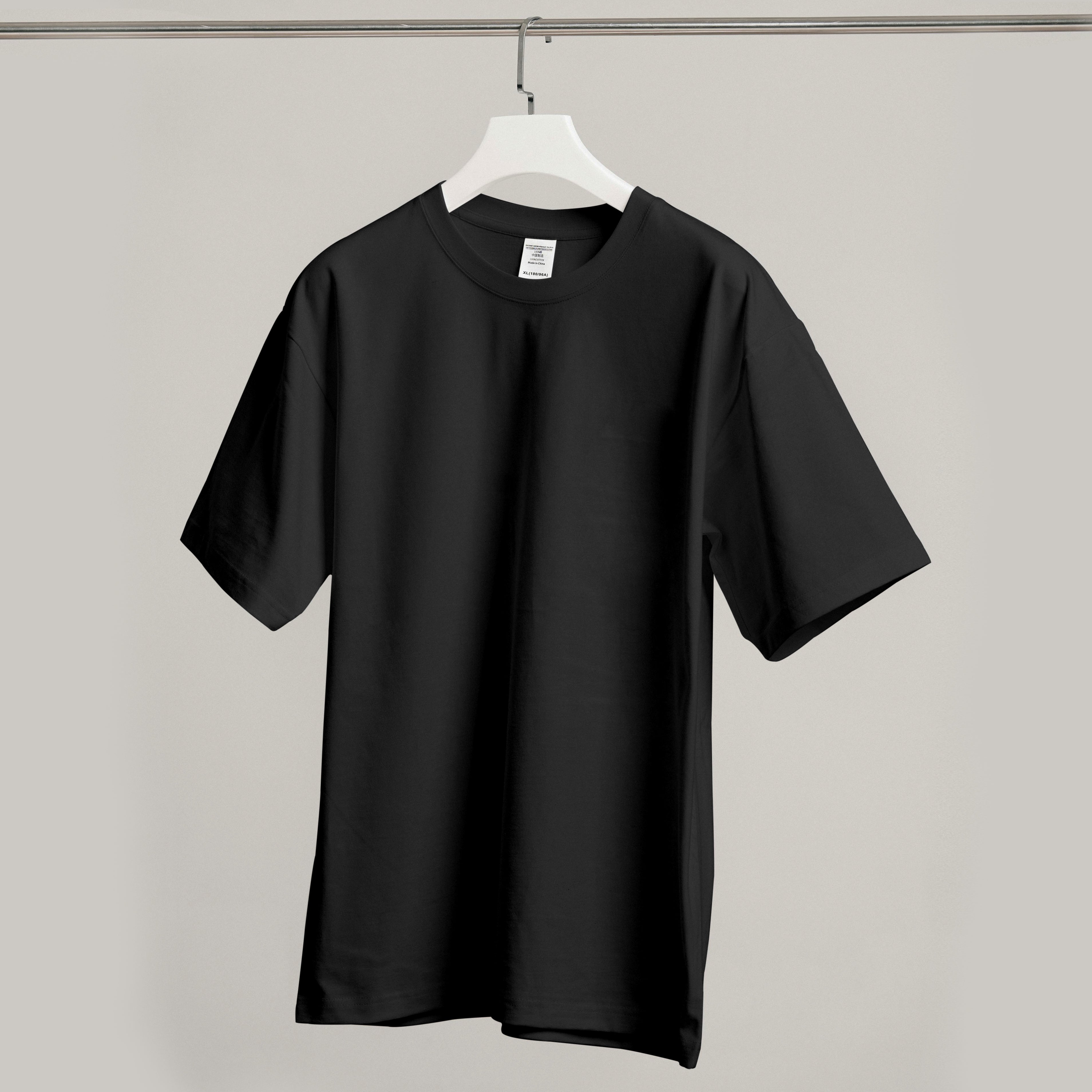 Oversized Black T Shirt Loop Net French Terry 240GSM (BULK)