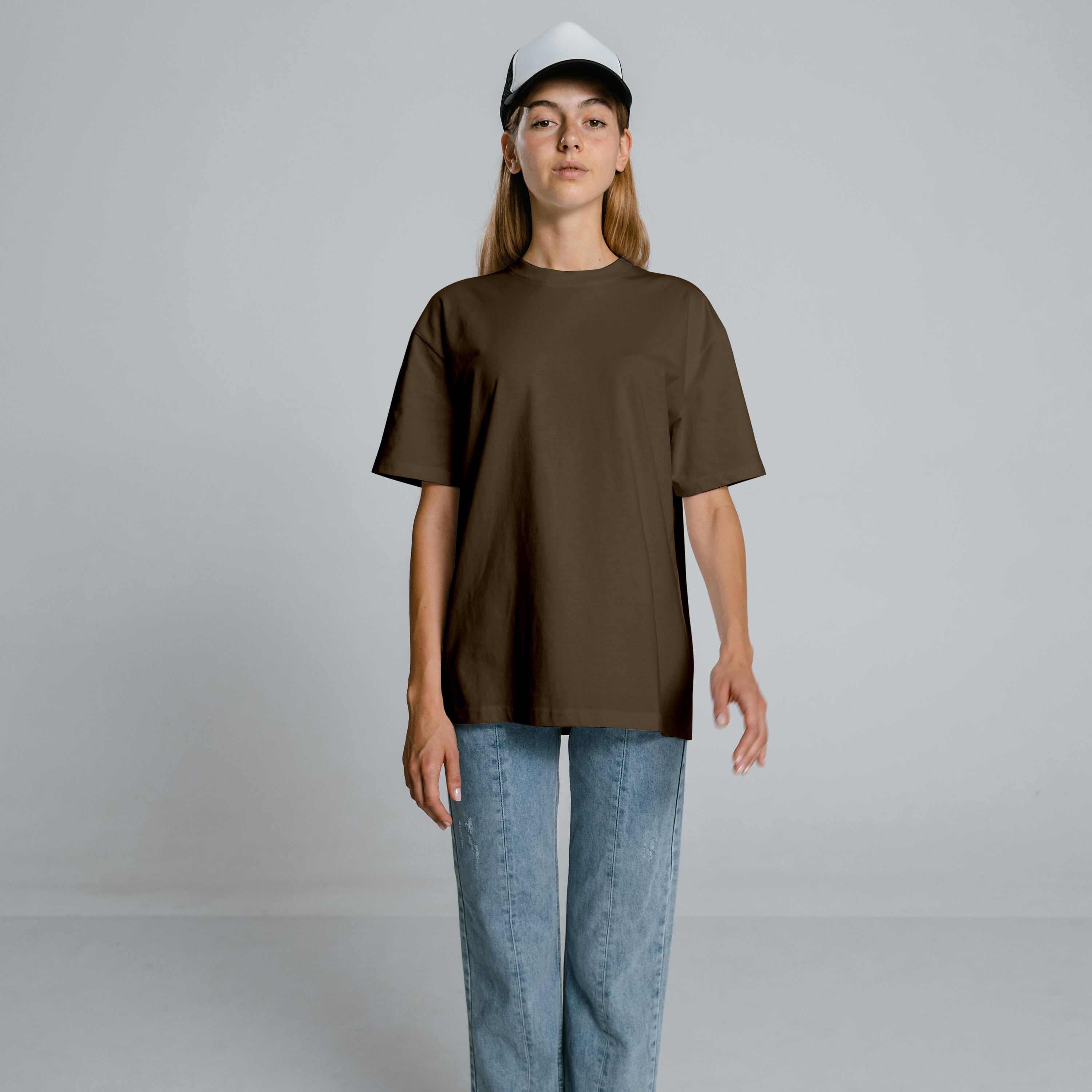 Oversized Brown T Shirt Loop Net French Terry 240GSM (BULK)